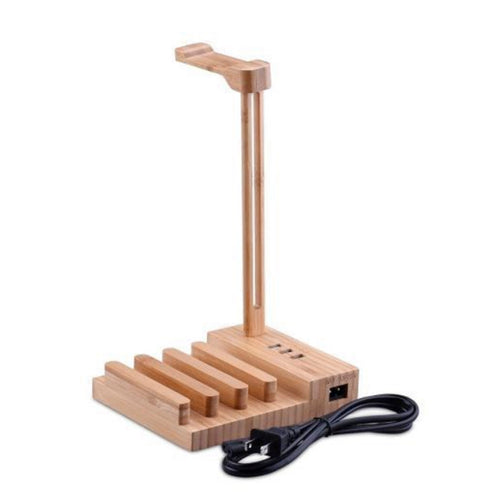 2 in 1 Bamboo Wood Charging Station Stand